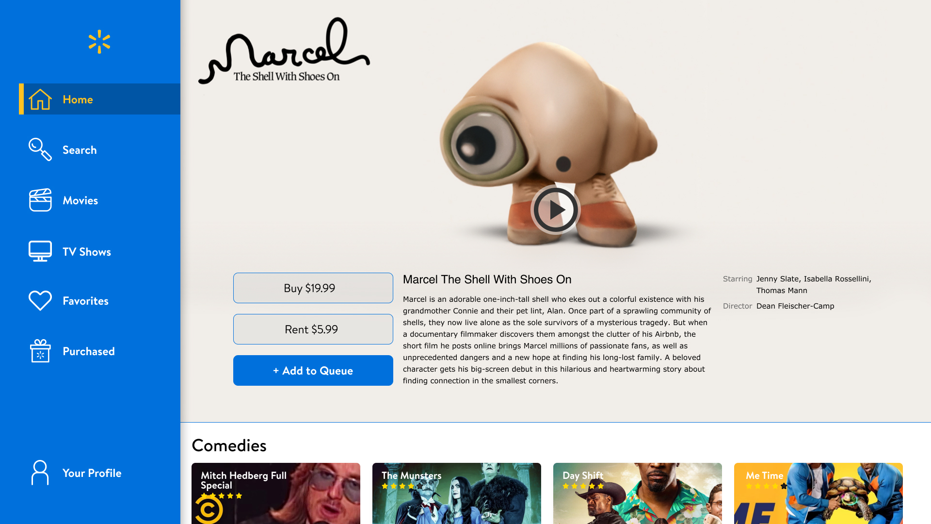 Walmart SmartTv Home Screen