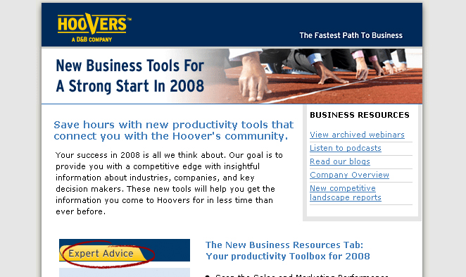 Hoover's Email Newsletter