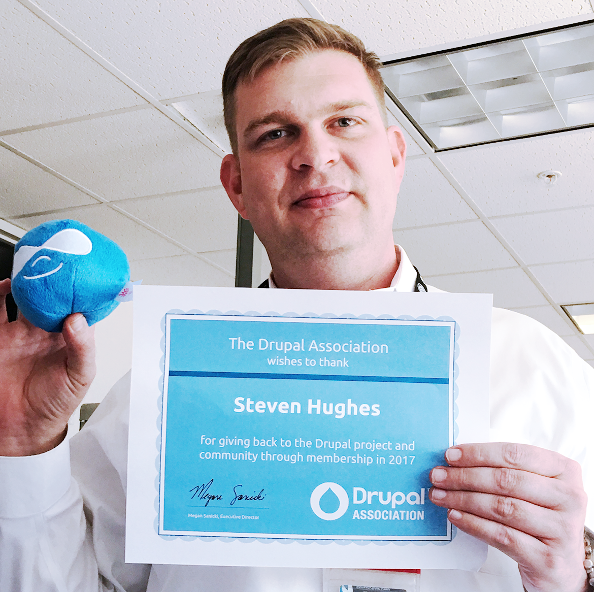 Me with a Drupal plushie